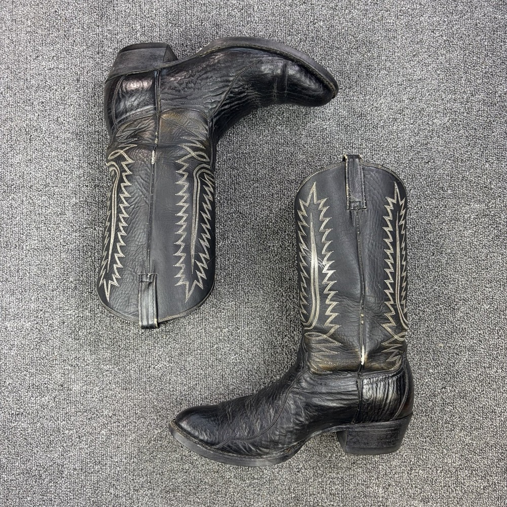 Cowtown Black Leather Western Cowboy Boots Men's 10.5 D Made in Mexico